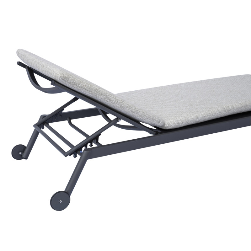 Lettino da Giardino Alluminio Antracite con Cuscino Grigio