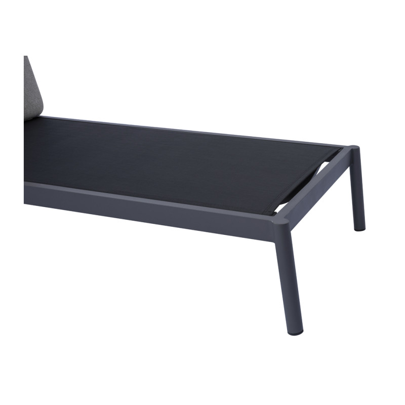 Lettino da Giardino Alluminio Antracite con Cuscino Grigio