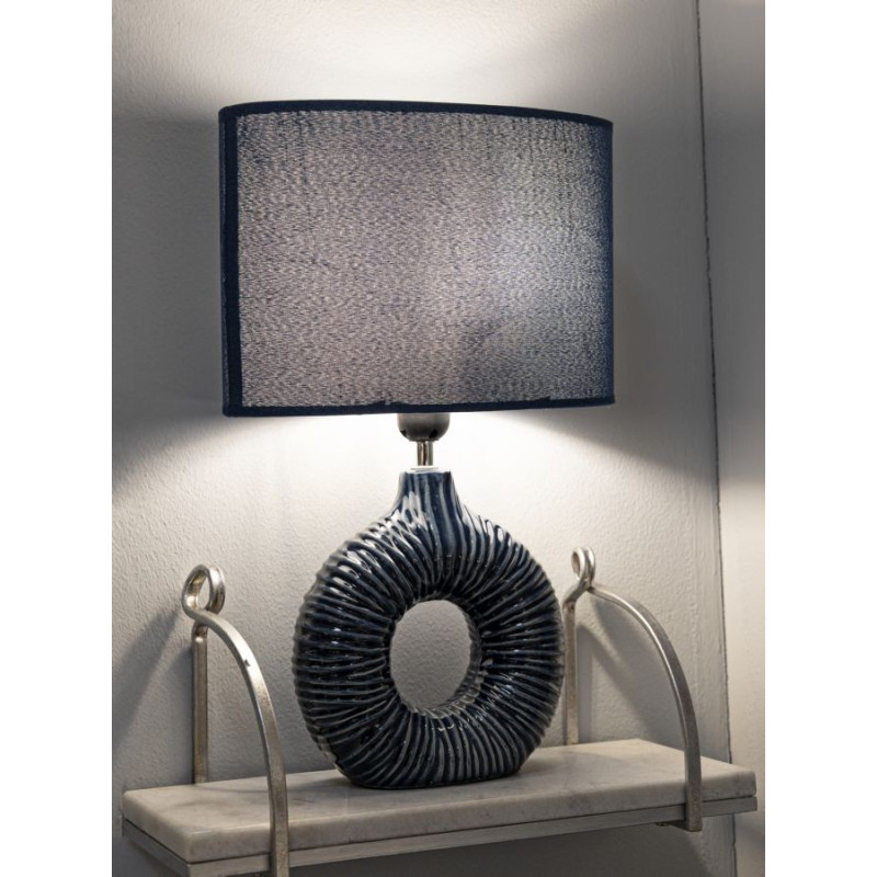 Lampadelle A Da Tavolo Seta Blu cm 28,5x15x43