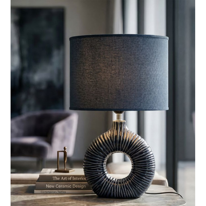Lampadelle A Da Tavolo Seta Blu cm 28,5x15x43