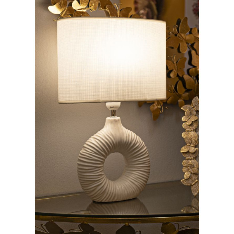 Lampadelle A Da Tavolo Seta Bianca cm 28,5x15x43