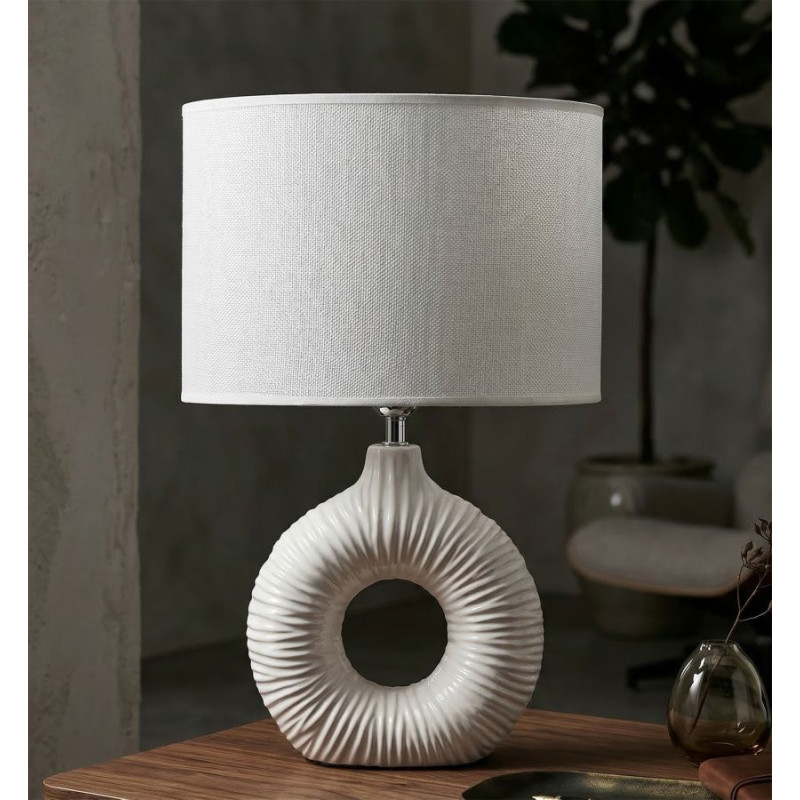 Lampadelle A Da Tavolo Seta Bianca cm 28,5x15x43