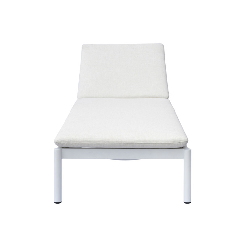 Lettino Porto Ceramica Vo Alluminio Bianco E Cuscino Idrorepellente Bianco Con Ruote Moia