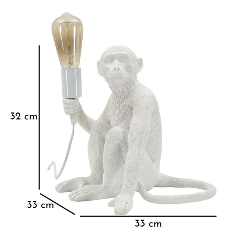 Lampadelle A Da Tavolo Monkey Seduta Bianca cm 33x33x32