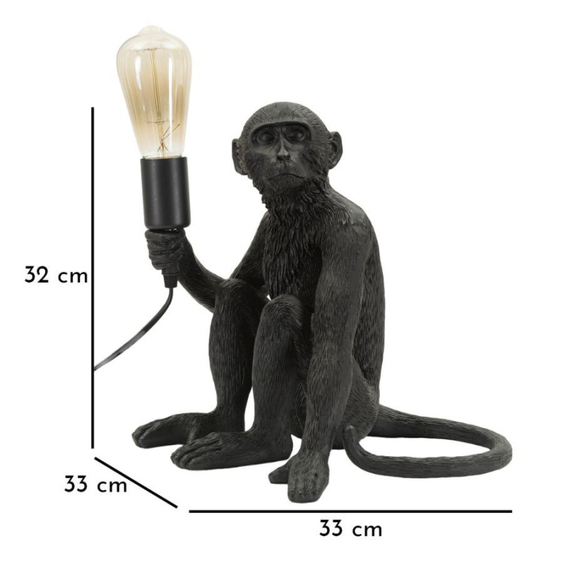 Lampadelle A Da Tavolo Monkey Seduta Nero cm 33x33x32