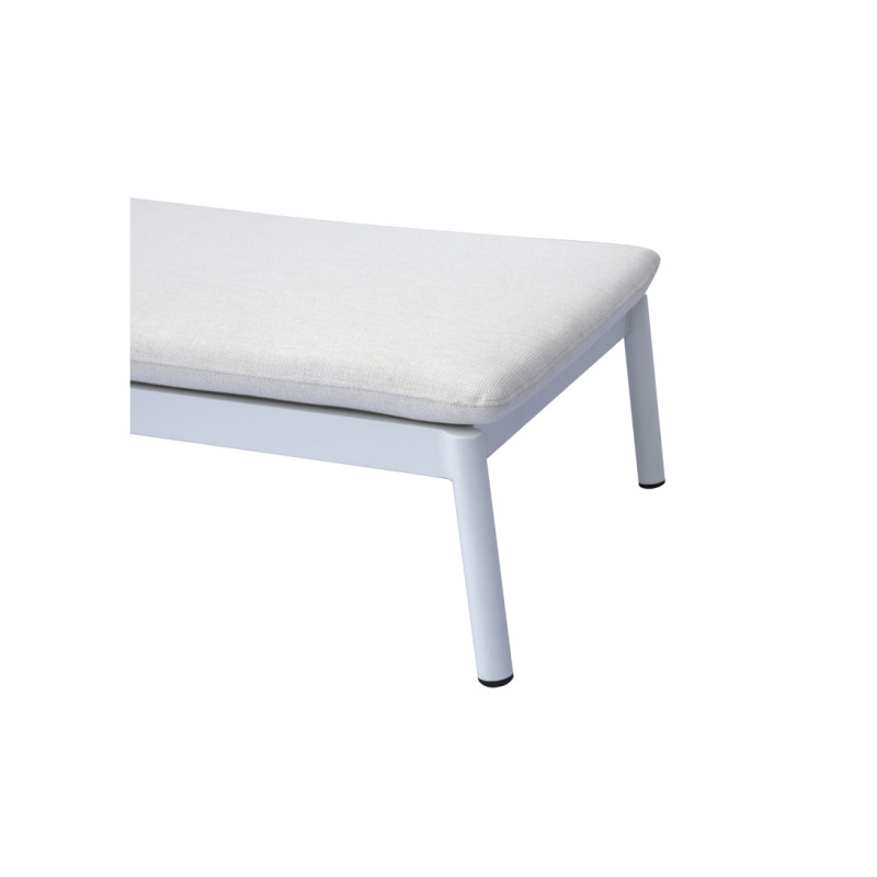 Lettino Porto Ceramica Vo Alluminio Bianco E Cuscino Idrorepellente Bianco Con Ruote Moia