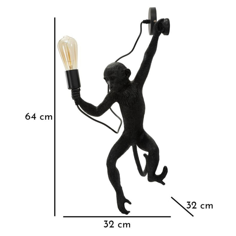 Lampadelle A Da Muro Monkey Nera cm 32x32x64