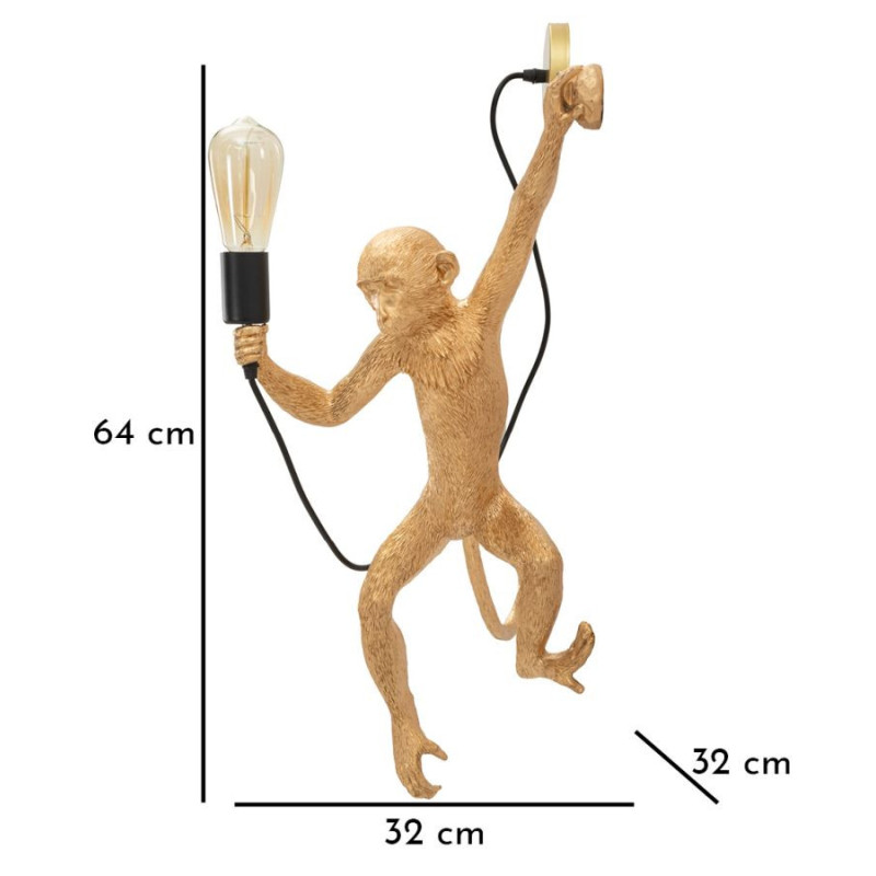 Lampadelle A Da Muro Monkey Oro cm 32x32x64