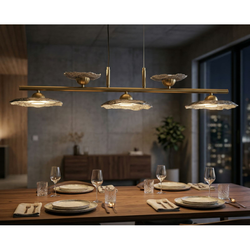 Lampadelle Ario Emily 5 Luci Vetro Grigio cm 100x24x18