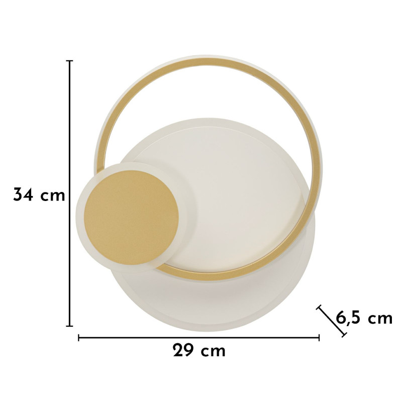 Lampadelle A Da Muro Led Dish cm 29x6,5x34 (luce Con 3 Temperature Di Colore)