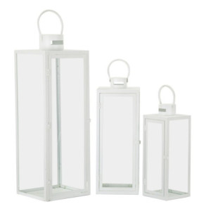 Lanterne White Set 3 Pz cm 22x22x66-18x18x49,5-14x14x39