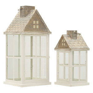 Lanterne Home Coppia cm 24,5x24,5x55-17x17x37,5(vetro Temperato)