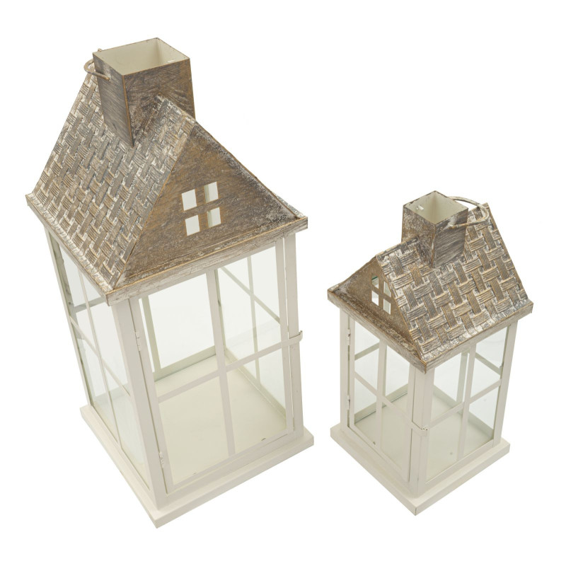 Lanterne Home Coppia cm 24,5x24,5x55-17x17x37,5(vetro Temperato)