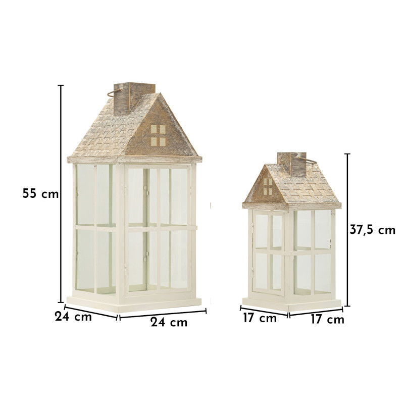Lanterne Home Coppia cm 24,5x24,5x55-17x17x37,5(vetro Temperato)