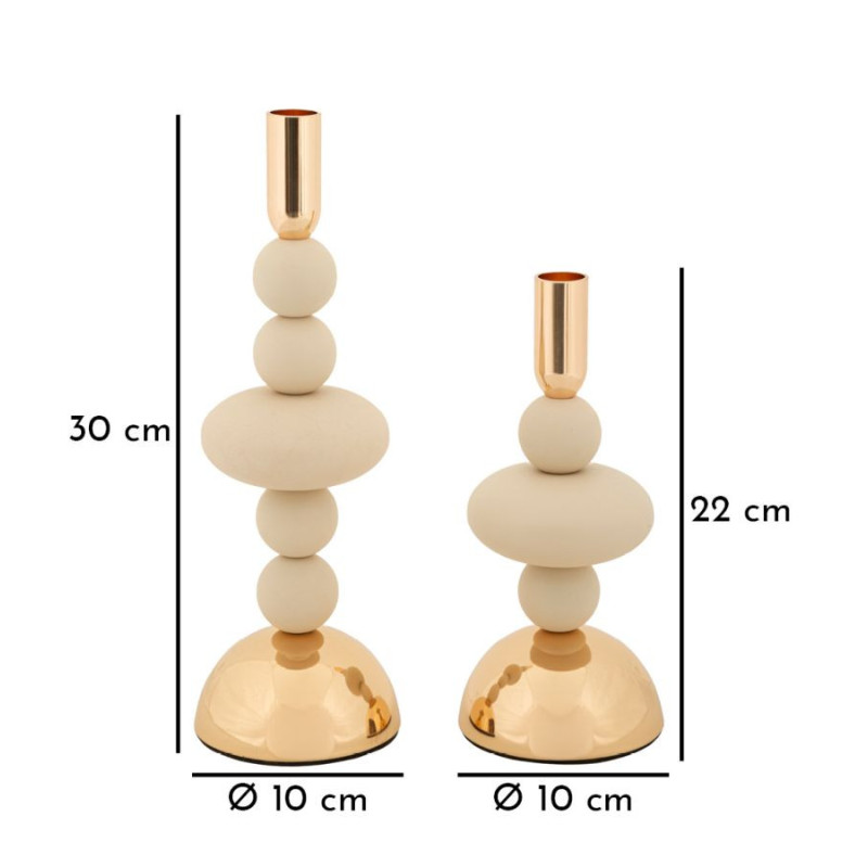 Porta Cand Galaxy Crema Set 2 Pz cm ø 10x22-10x30