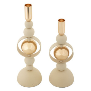 Zoom Porta Cand Saturno Crema Set 2 Pz cm ø 10x27-10x33