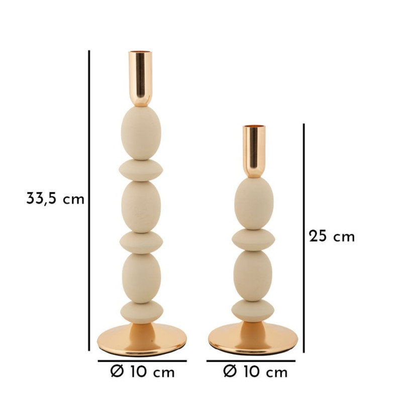Porta Cand Shuttle Crema Set 2 Pz cm ø 10x25-10x33,5