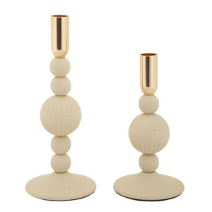 Porta Cand Aster Crema Set 2 Pz cm ø 10x20-10x25,5