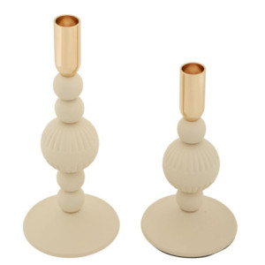 Zoom Porta Cand Aster Crema Set 2 Pz cm ø 10x20-10x25,5