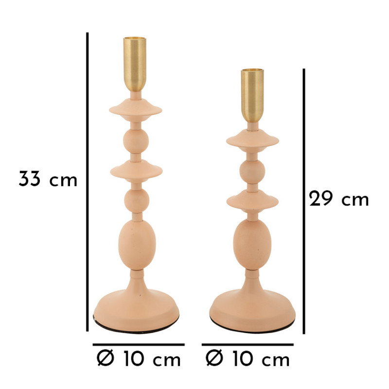 Porta Cand Gemini Rosa Set 2 Pz cm ø 10x29-10x33