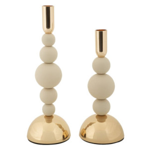 Porta Cand Bolly Crema Set 2 Pz cm ø 10x24-10x29,5