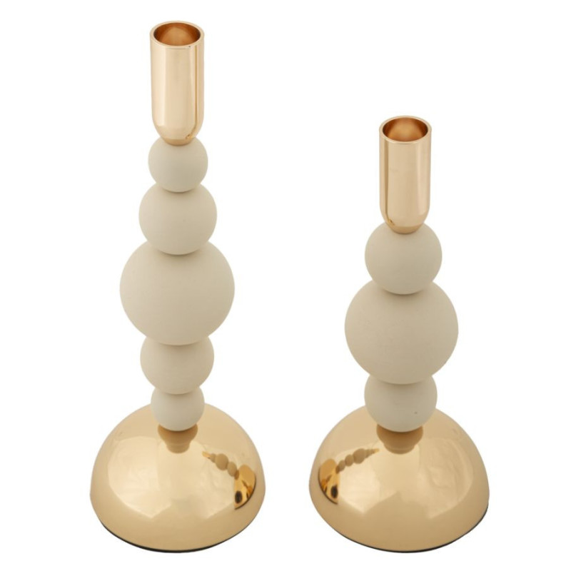 Porta Cand Bolly Crema Set 2 Pz cm ø 10x24-10x29,5
