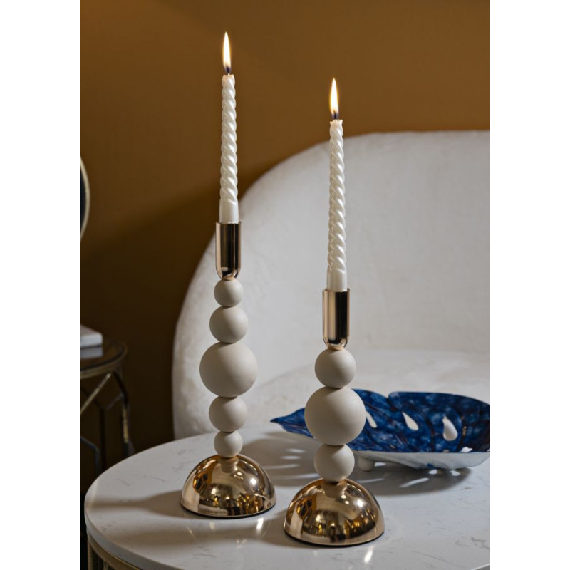 Porta Cand Bolly Crema Set 2 Pz cm ø 10x24-10x29,5
