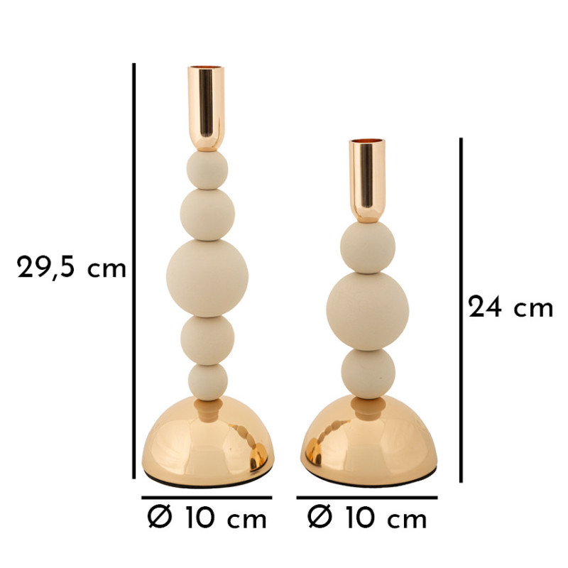 Porta Cand Bolly Crema Set 2 Pz cm ø 10x24-10x29,5