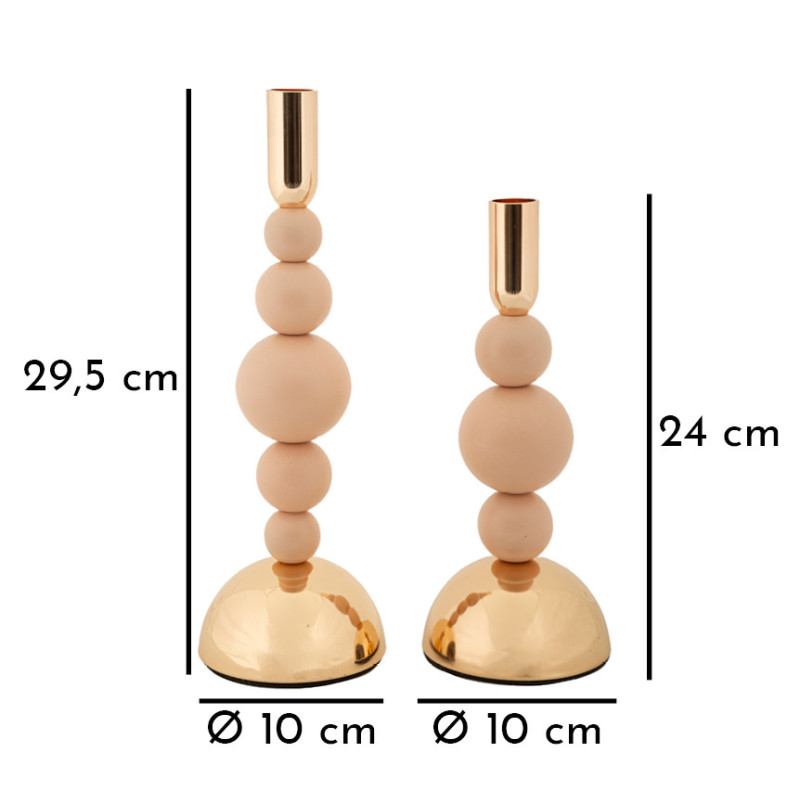 Porta Cand Bolly Rosa Set 2 Pz cm ø 10x24-10x29,5