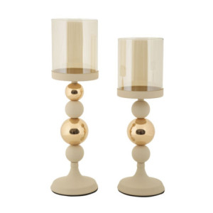 Porta Cand Glassy Crema Set 2 Pz cm ø 10x32-10x36