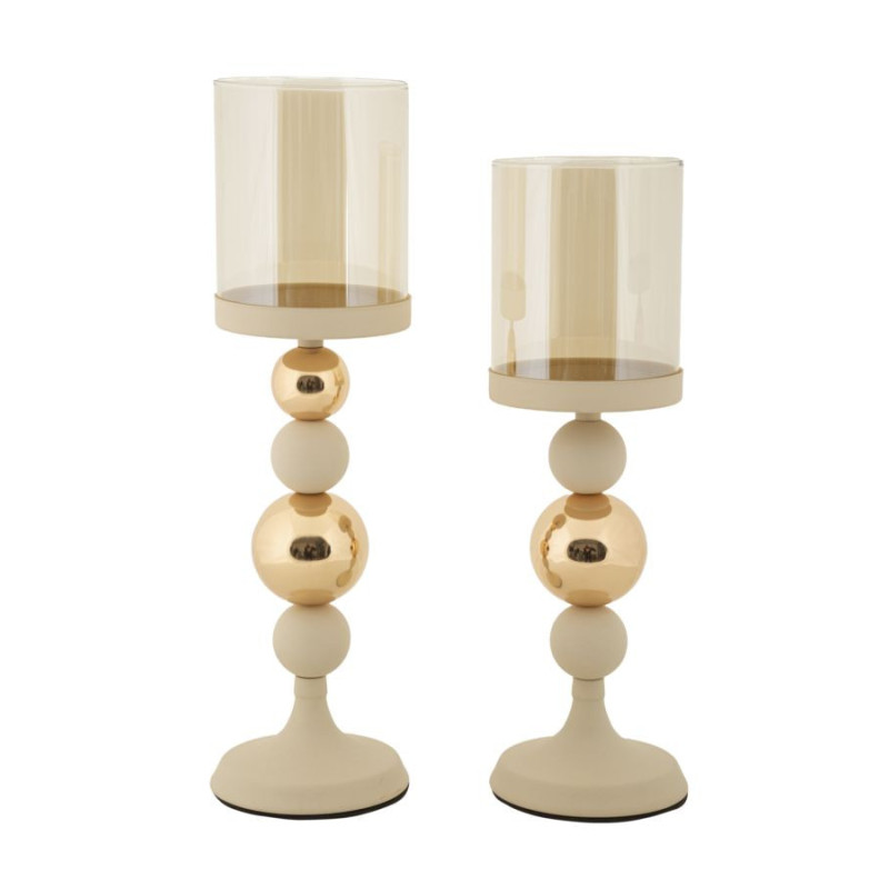 Porta Cand Glassy Crema Set 2 Pz cm ø 10x32-10x36