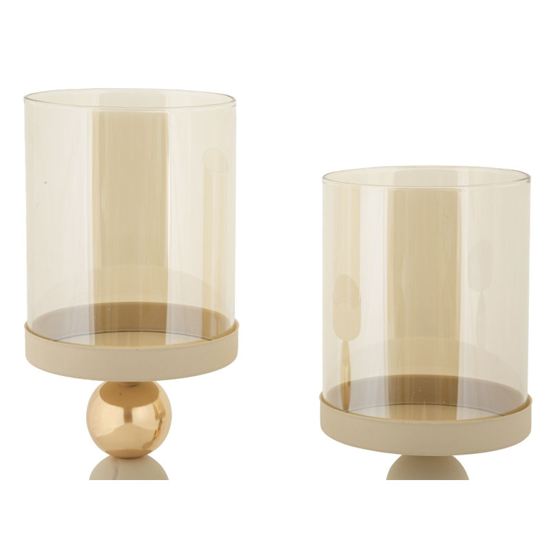 Porta Cand Glassy Crema Set 2 Pz cm ø 10x32-10x36