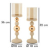 Porta Cand Glassy Crema Set 2 Pz cm ø 10x32-10x36