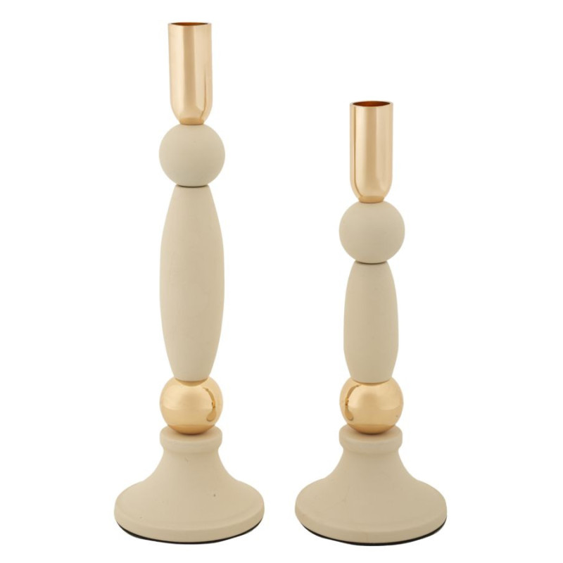 Porta Cand Strek Crema Set 2 Pz cm ø 9,5x25-9,5x30