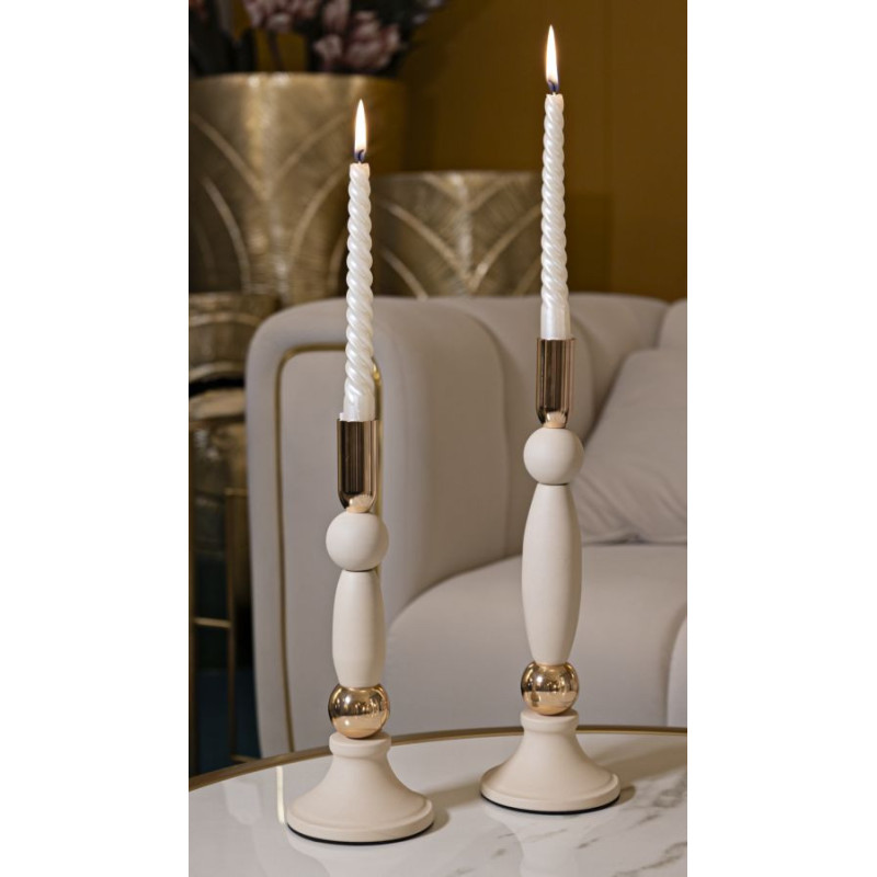 Porta Cand Strek Crema Set 2 Pz cm ø 9,5x25-9,5x30