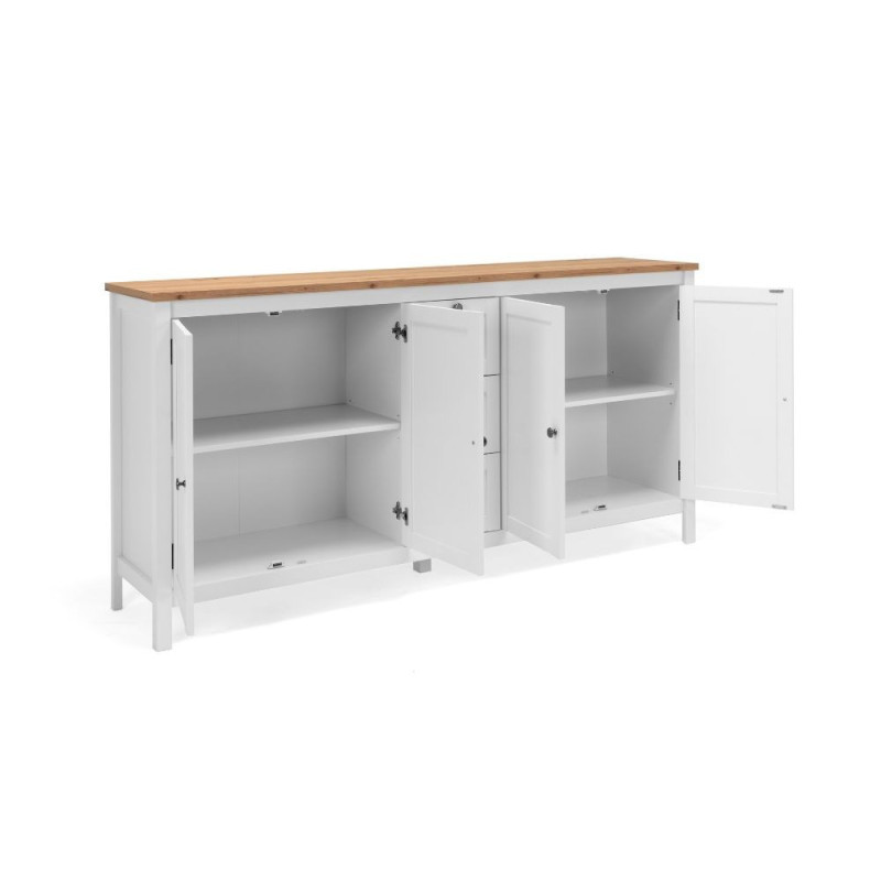 Madia Bergen51 con 4 ante e 3 cassetti colore bianco e rovere oak