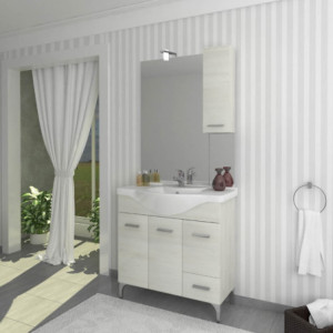 Mobile bagno Bolsena 85 con specchio bianco rovere