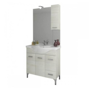 Zoom Mobile bagno Bolsena 85 con specchio bianco rovere