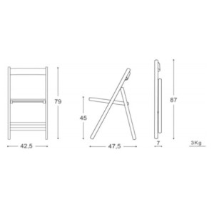 Zoom Sedia pieghevole Penelope in legno naturale set 4 pezzi