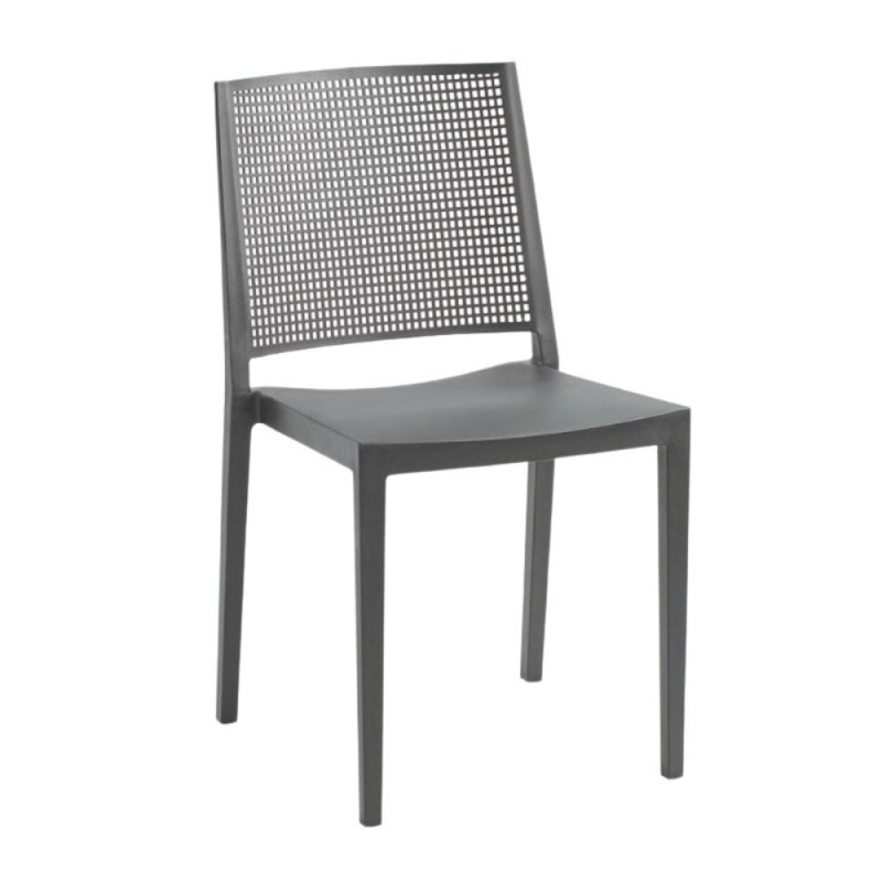 Sedia Grid polipropilene grigio set 4 pezzi
