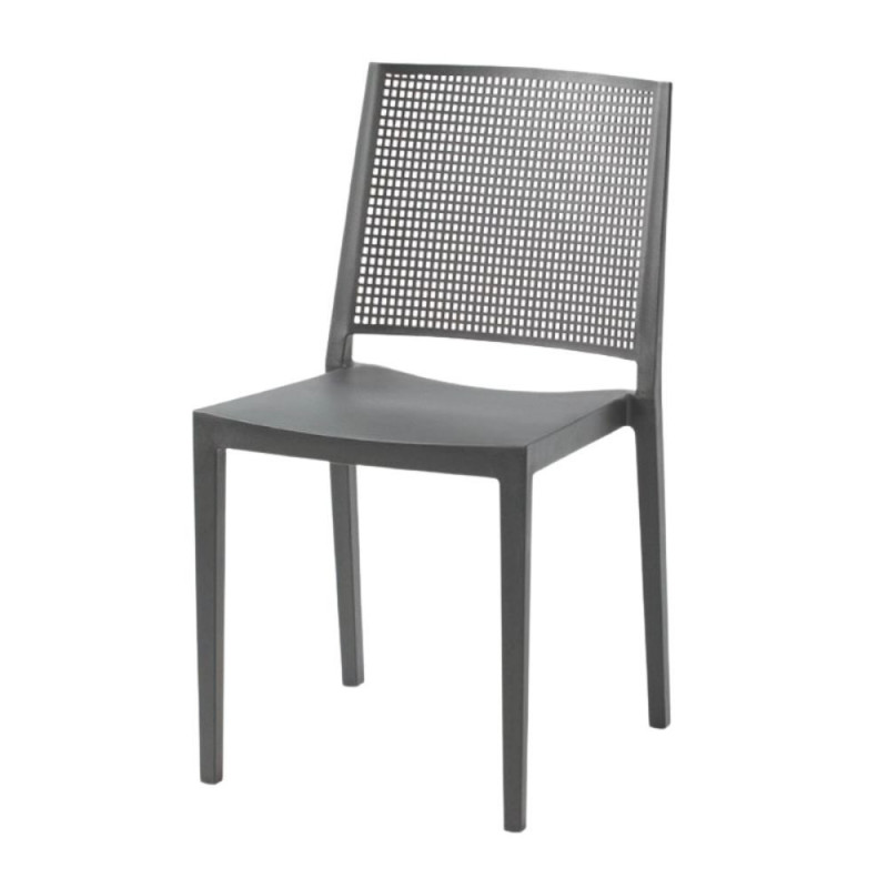 Sedia Grid polipropilene grigio set 4 pezzi