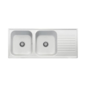 Zoom Samet Lavello 116x50 2 vasche Granitovero1162vsbip gocciolatoio bianco