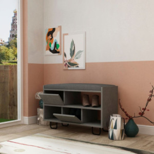 Zoom Panca scarpiera Troy retro grey con cuscino