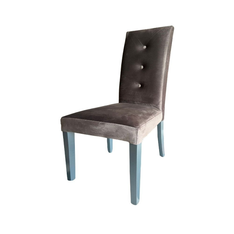 Sedia Montecarlo 3 bottoni velluto grigio set 2 pezzi