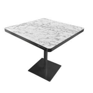 Zoom Tavolo quadrato Key 80x80 base nera e piano effetto marmo