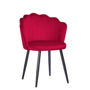 Zoom Sedia Omni velluto rosso con gambe metallo nero set 4 pezzi