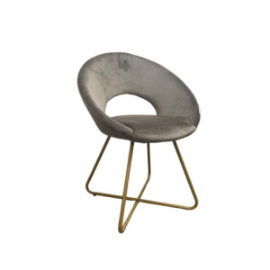 Zoom Poltroncina Etere in velluto grigio con gambe in metallo dorato set 2 pezzi