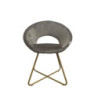 Poltroncina Etere in velluto grigio con gambe in metallo dorato set 2 pezzi