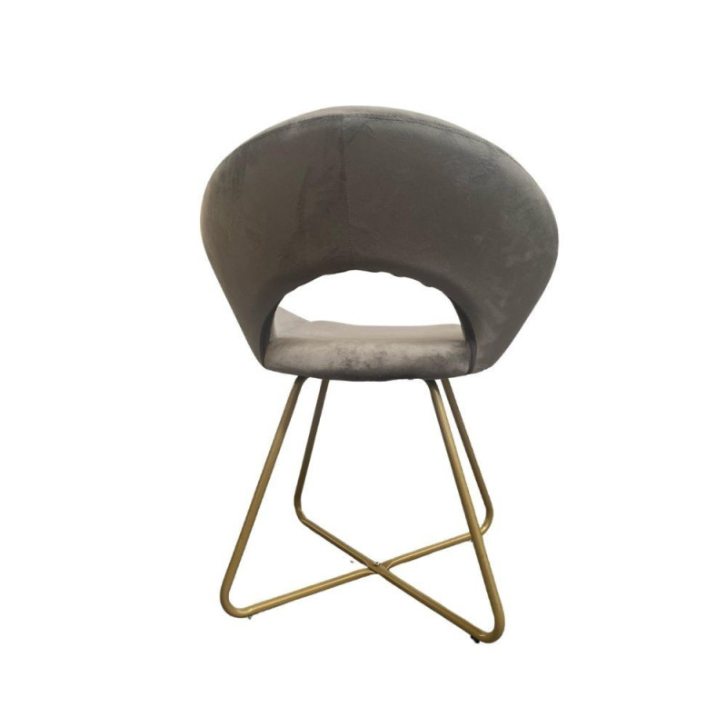 Poltroncina Etere in velluto grigio con gambe in metallo dorato set 2 pezzi