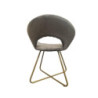 Poltroncina Etere in velluto grigio con gambe in metallo dorato set 2 pezzi
